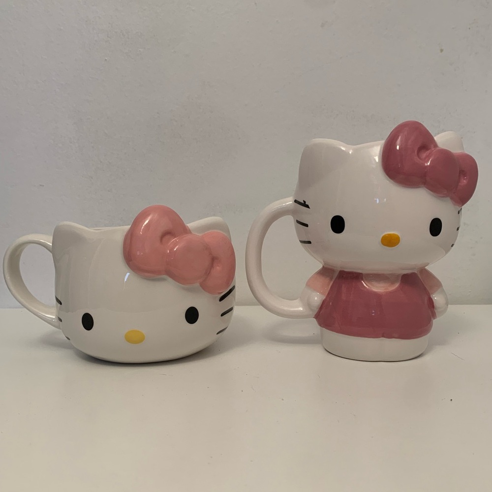 Sanrio Hello Kitty 3D Ceramic Mug Set *2* Collectible Cups by Silver Buffalo NEW